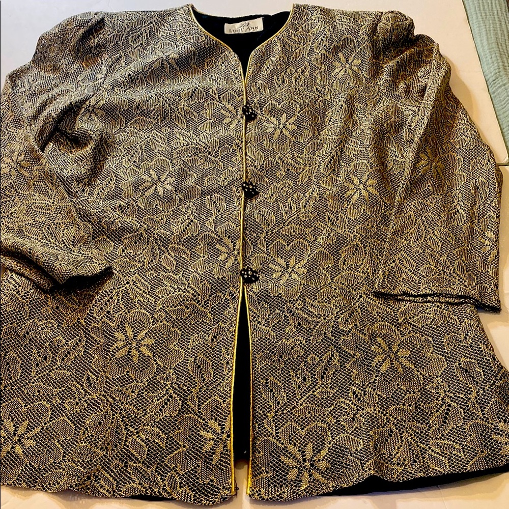 Stunning! Sparkly 80’s Lori Ann Lace Over Black Mini  Dress With Side Slits